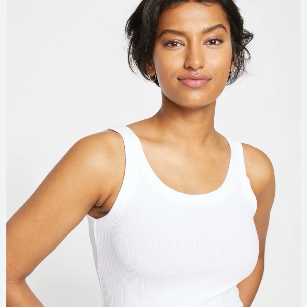White Ribbed Knit Tank Top